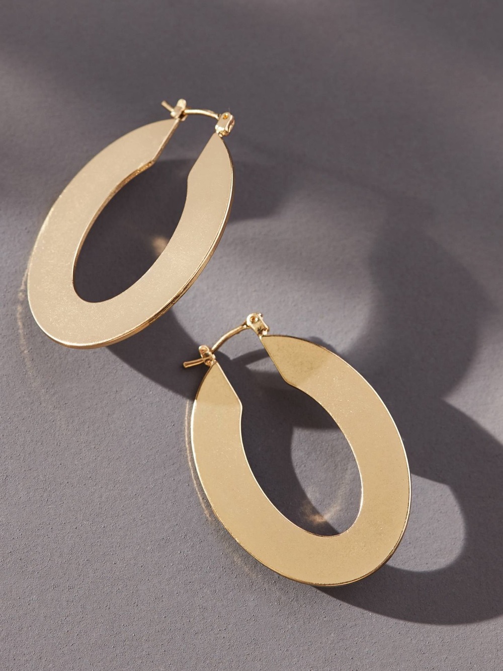 Anthropologie Serefina Oval Hoop Earrings 14K Gold-Plated Brass